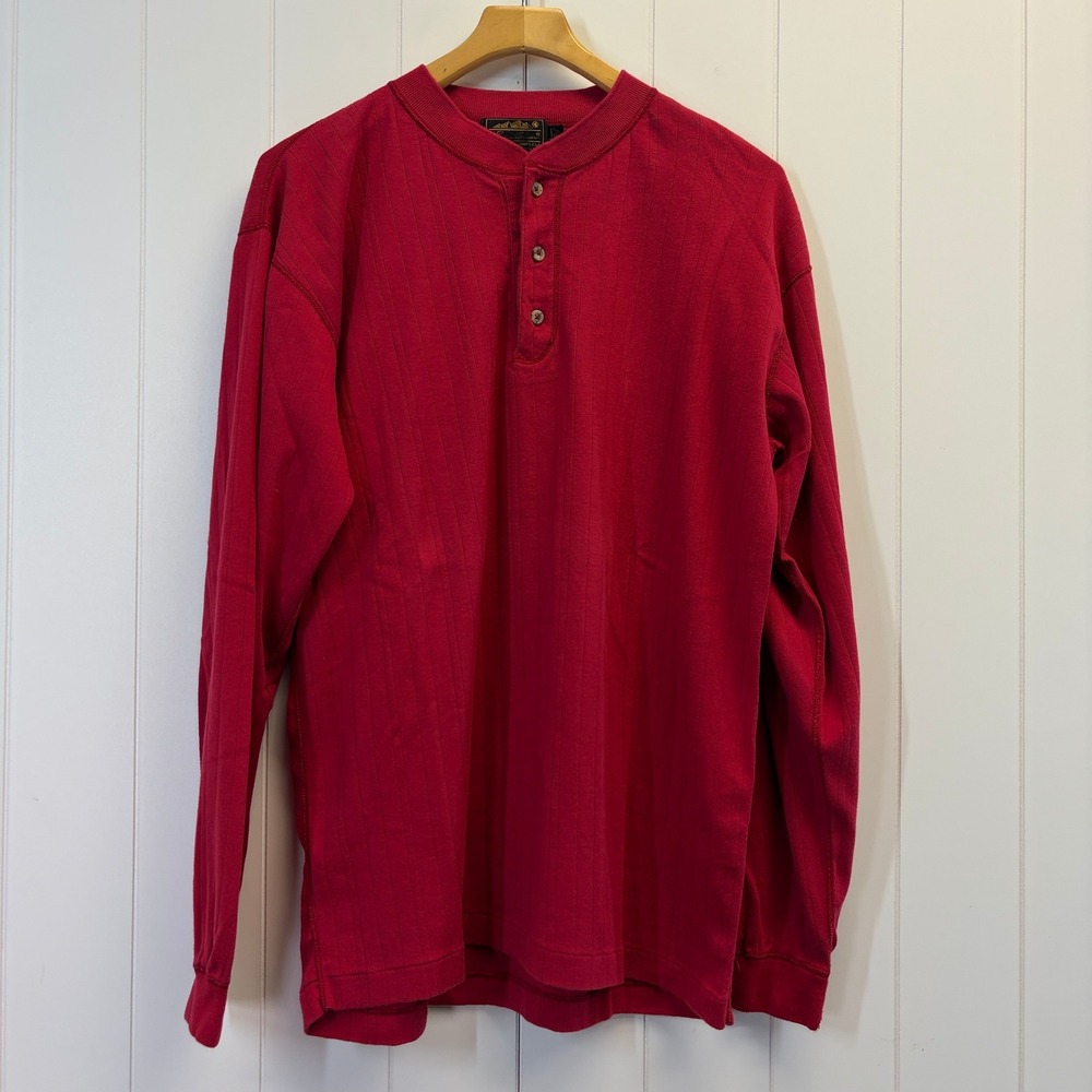 Vintage Eddie Bauer Ribbed Henley Shirt Mens XL Tall Outdoors Gorpcore Comfort